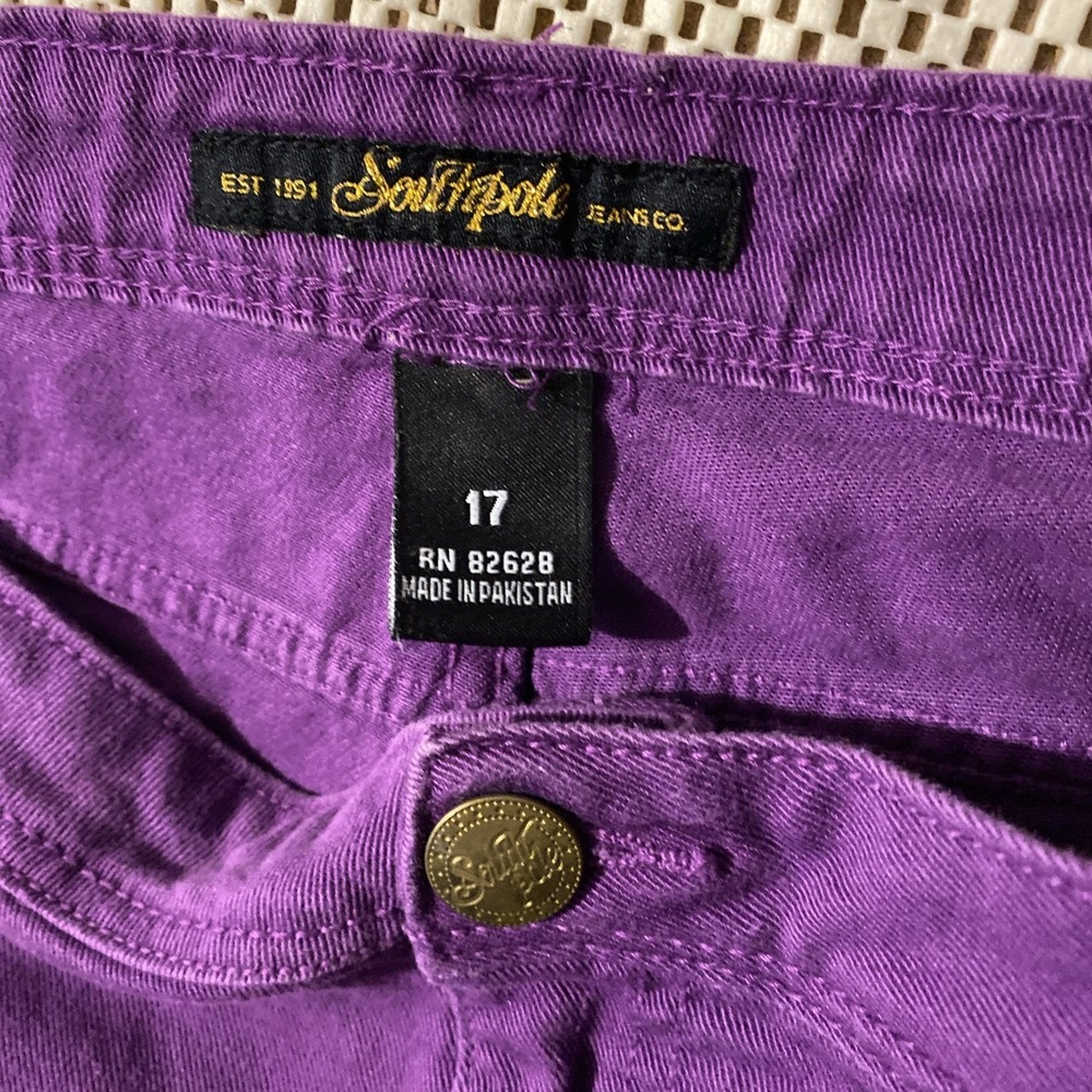 SOUTHPOLE JEAN SHORTS WOMENS SIZE 17 PURPLE Y2K 2000s - Picture 4 of 5